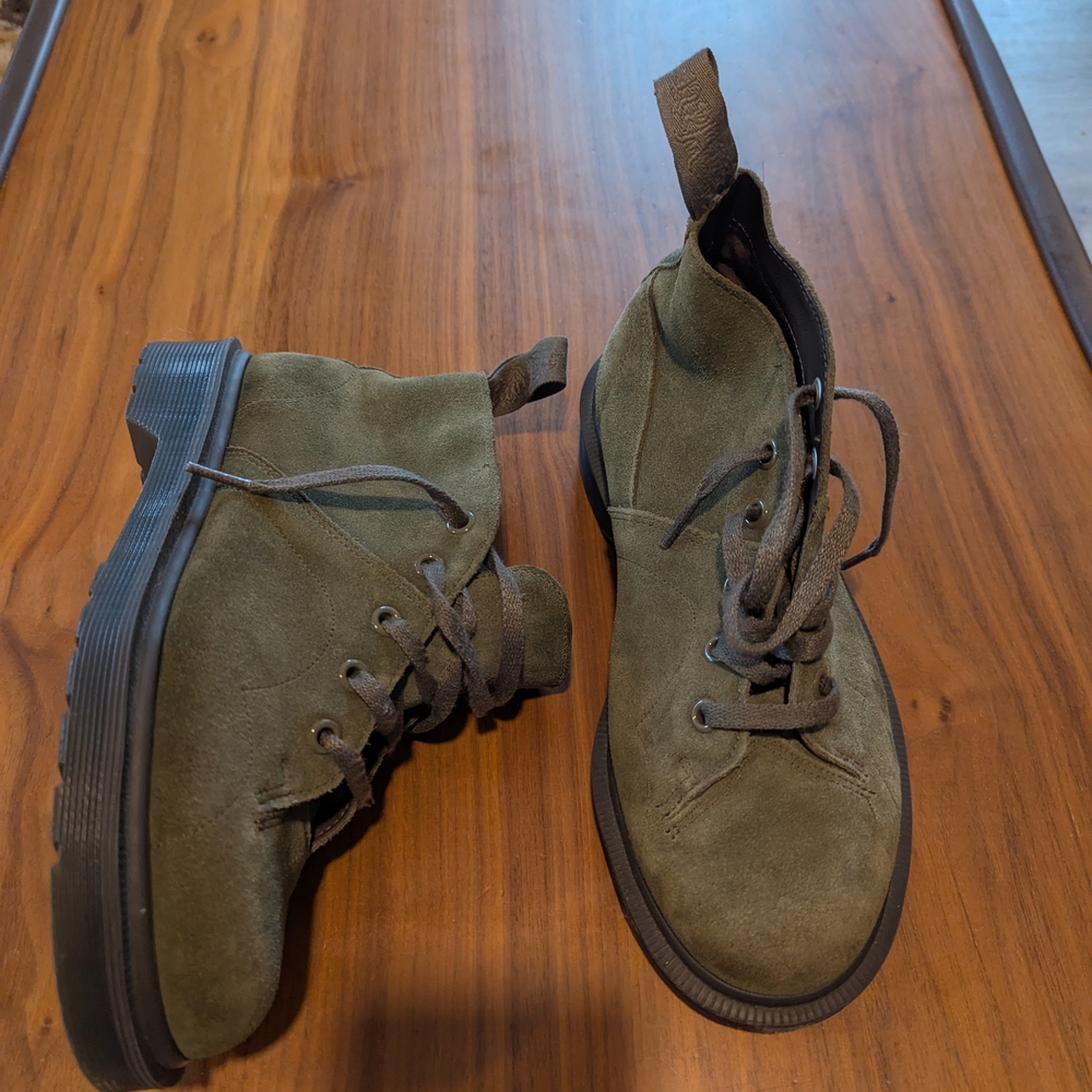 Dr.‎ Martens Olive Green Suede Ankle Boots